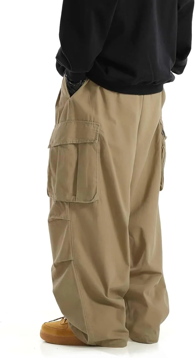 ZAFUL Men's Baggy Cargo Pants Casual Drawstring Loose Fit Hip Hop Pants Flap Pockets Trousers for Streetwear