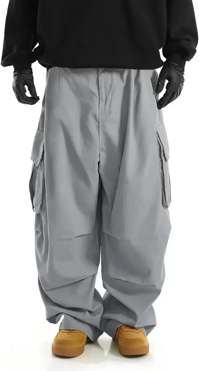 ZAFUL Men's Baggy Cargo Pants Casual Drawstring Loose Fit Hip Hop Pants Flap Pockets Trousers for Streetwear
