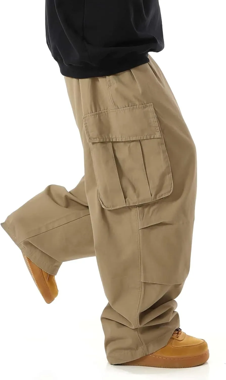 ZAFUL Men's Baggy Cargo Pants Casual Drawstring Loose Fit Hip Hop Pants Flap Pockets Trousers for Streetwear