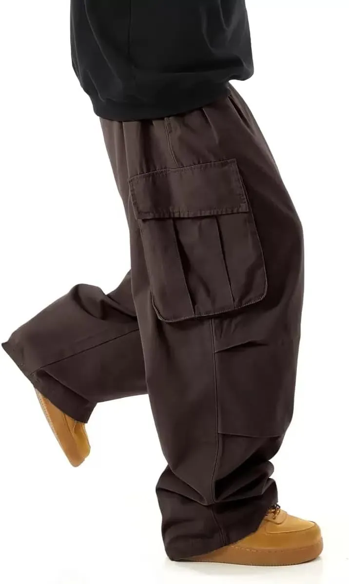 ZAFUL Men's Baggy Cargo Pants Casual Drawstring Loose Fit Hip Hop Pants Flap Pockets Trousers for Streetwear