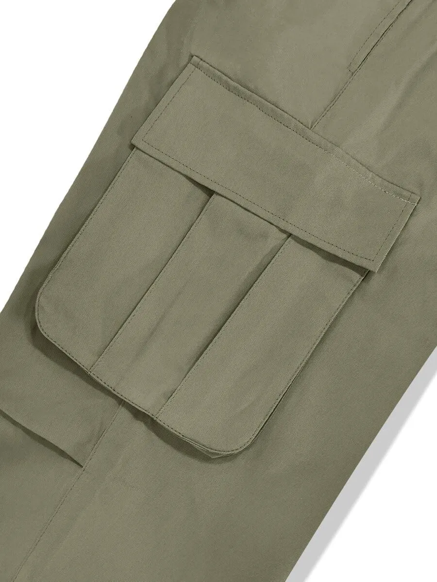 ZAFUL Men's Baggy Cargo Pants Casual Drawstring Loose Fit Hip Hop Pants Flap Pockets Trousers for Streetwear