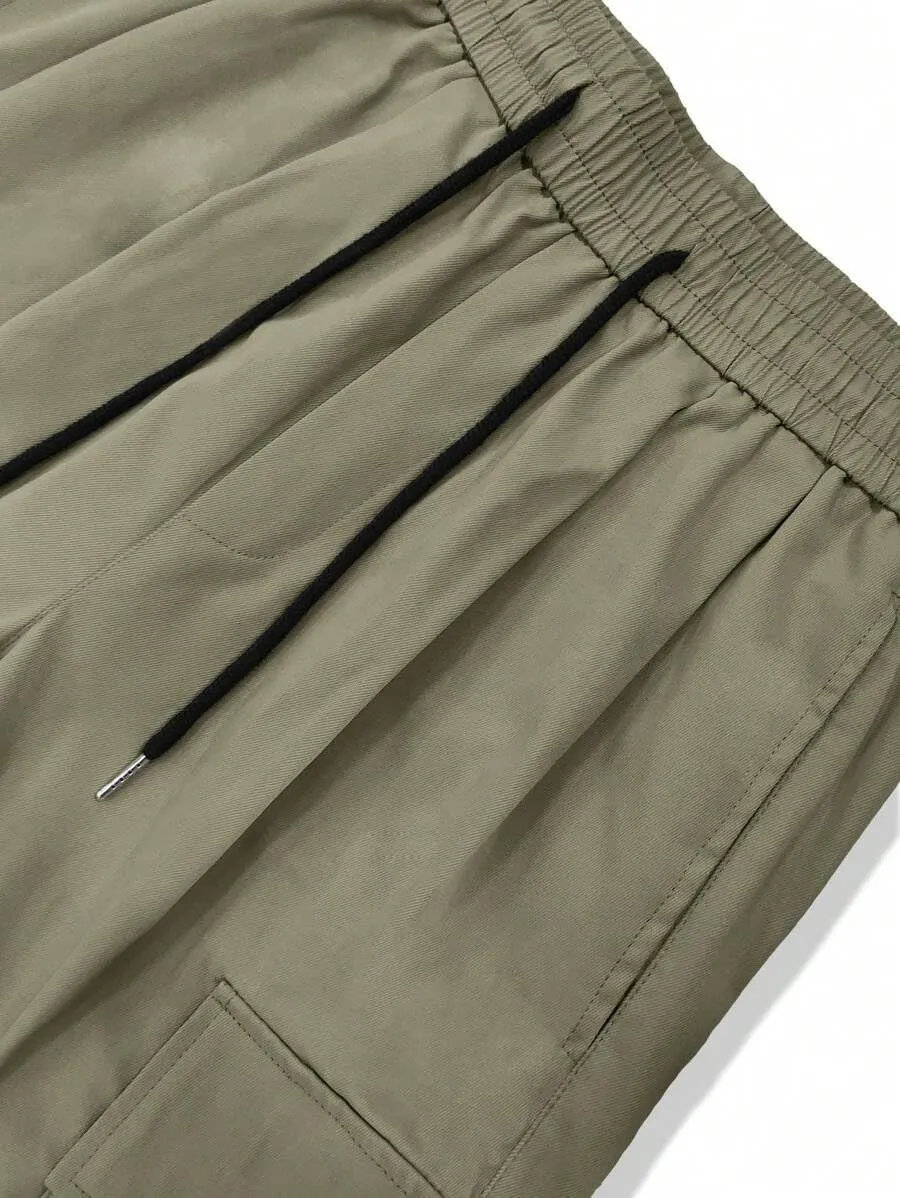 ZAFUL Men's Baggy Cargo Pants Casual Drawstring Loose Fit Hip Hop Pants Flap Pockets Trousers for Streetwear