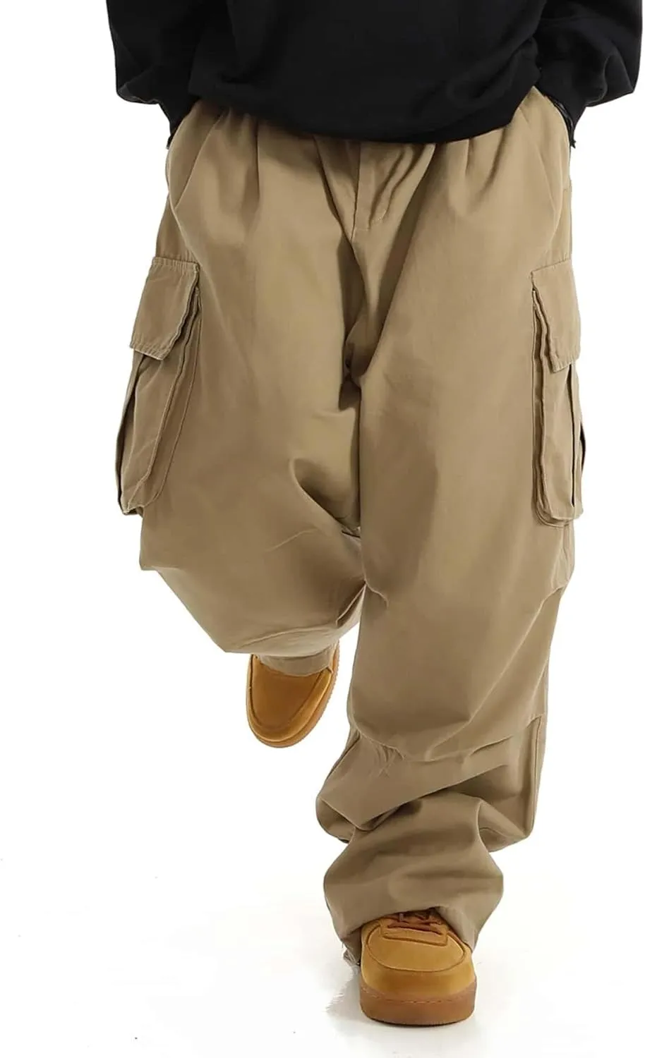 ZAFUL Men's Baggy Cargo Pants Casual Drawstring Loose Fit Hip Hop Pants Flap Pockets Trousers for Streetwear