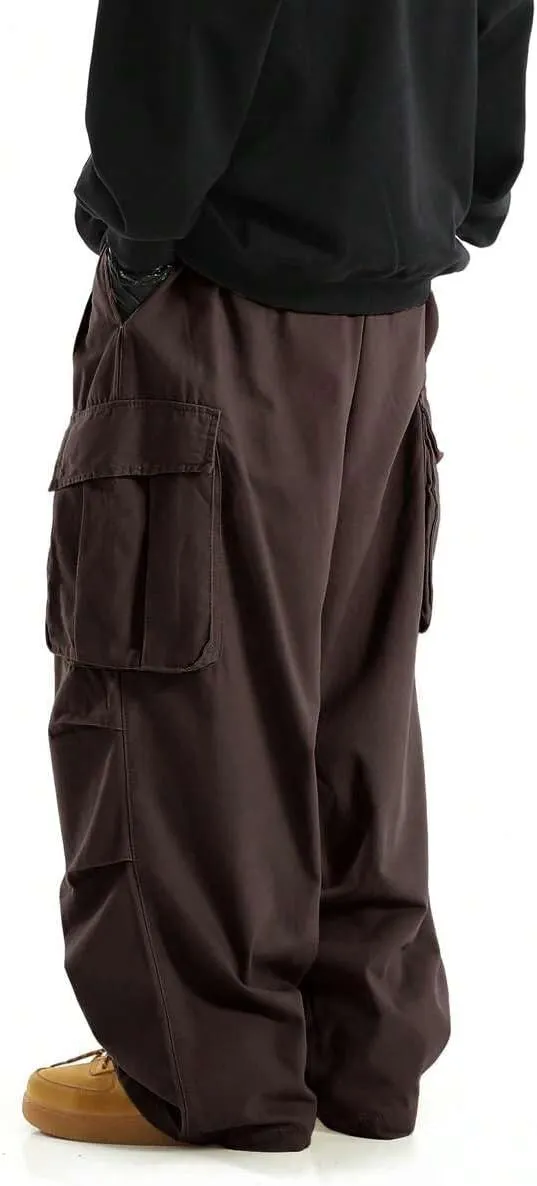 ZAFUL Men's Baggy Cargo Pants Casual Drawstring Loose Fit Hip Hop Pants Flap Pockets Trousers for Streetwear