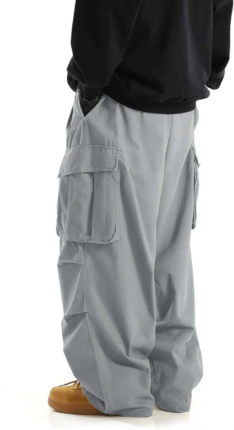 ZAFUL Men's Baggy Cargo Pants Casual Drawstring Loose Fit Hip Hop Pants Flap Pockets Trousers for Streetwear