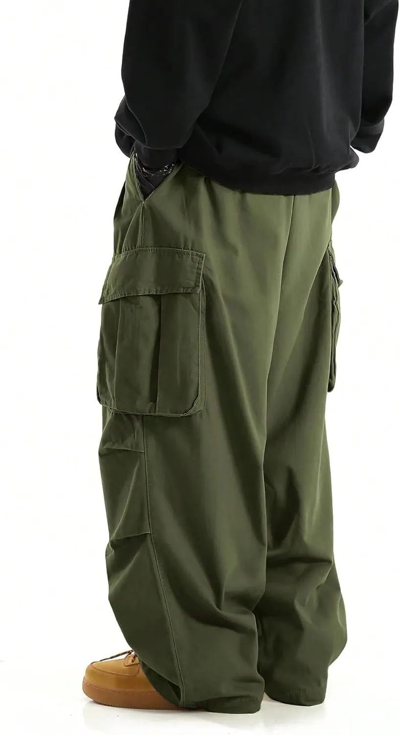 ZAFUL Men's Baggy Cargo Pants Casual Drawstring Loose Fit Hip Hop Pants Flap Pockets Trousers for Streetwear