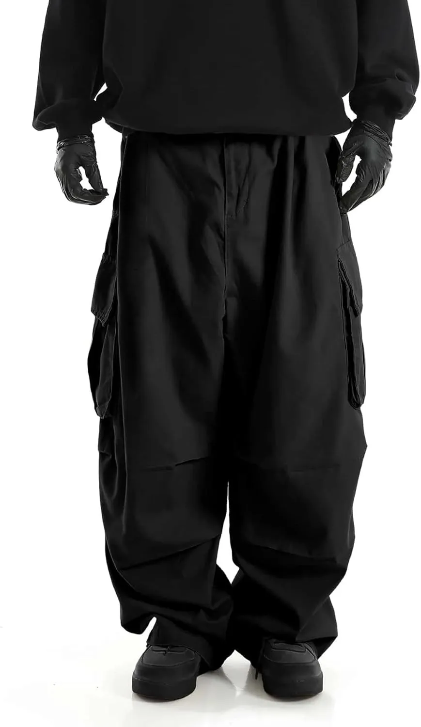ZAFUL Men's Baggy Cargo Pants Casual Drawstring Loose Fit Hip Hop Pants Flap Pockets Trousers for Streetwear