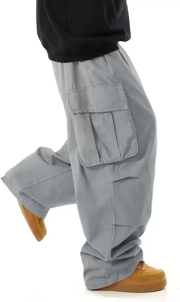ZAFUL Men's Baggy Cargo Pants Casual Drawstring Loose Fit Hip Hop Pants Flap Pockets Trousers for Streetwear