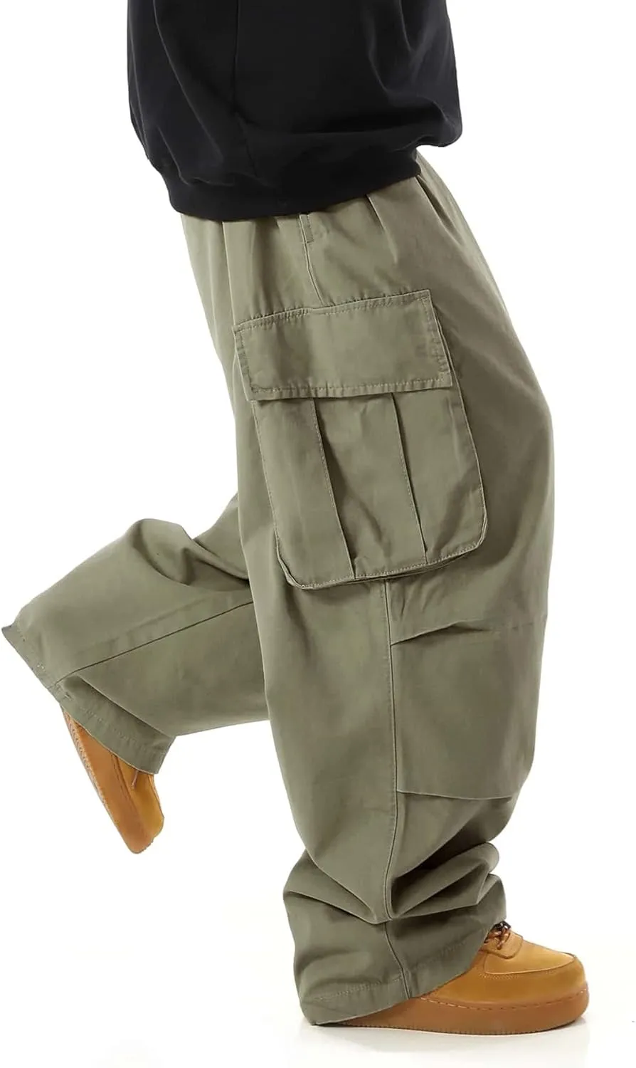 ZAFUL Men's Baggy Cargo Pants Casual Drawstring Loose Fit Hip Hop Pants Flap Pockets Trousers for Streetwear