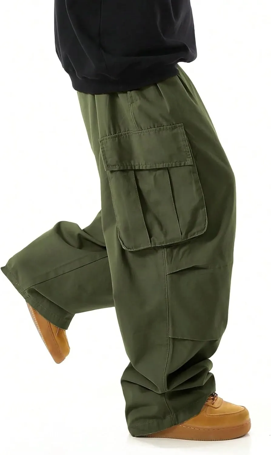 ZAFUL Men's Baggy Cargo Pants Casual Drawstring Loose Fit Hip Hop Pants Flap Pockets Trousers for Streetwear