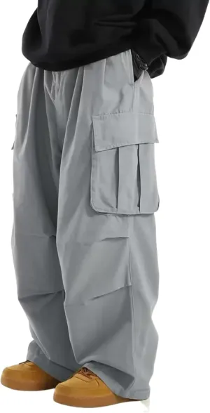 ZAFUL Men's Baggy Cargo Pants Casual Drawstring Loose Fit Hip Hop Pants Flap Pockets Trousers for Streetwear