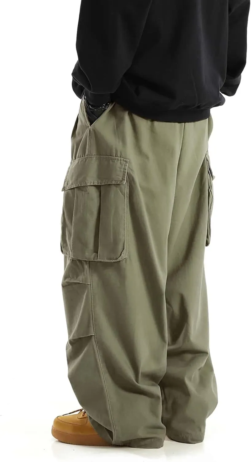 ZAFUL Men's Baggy Cargo Pants Casual Drawstring Loose Fit Hip Hop Pants Flap Pockets Trousers for Streetwear