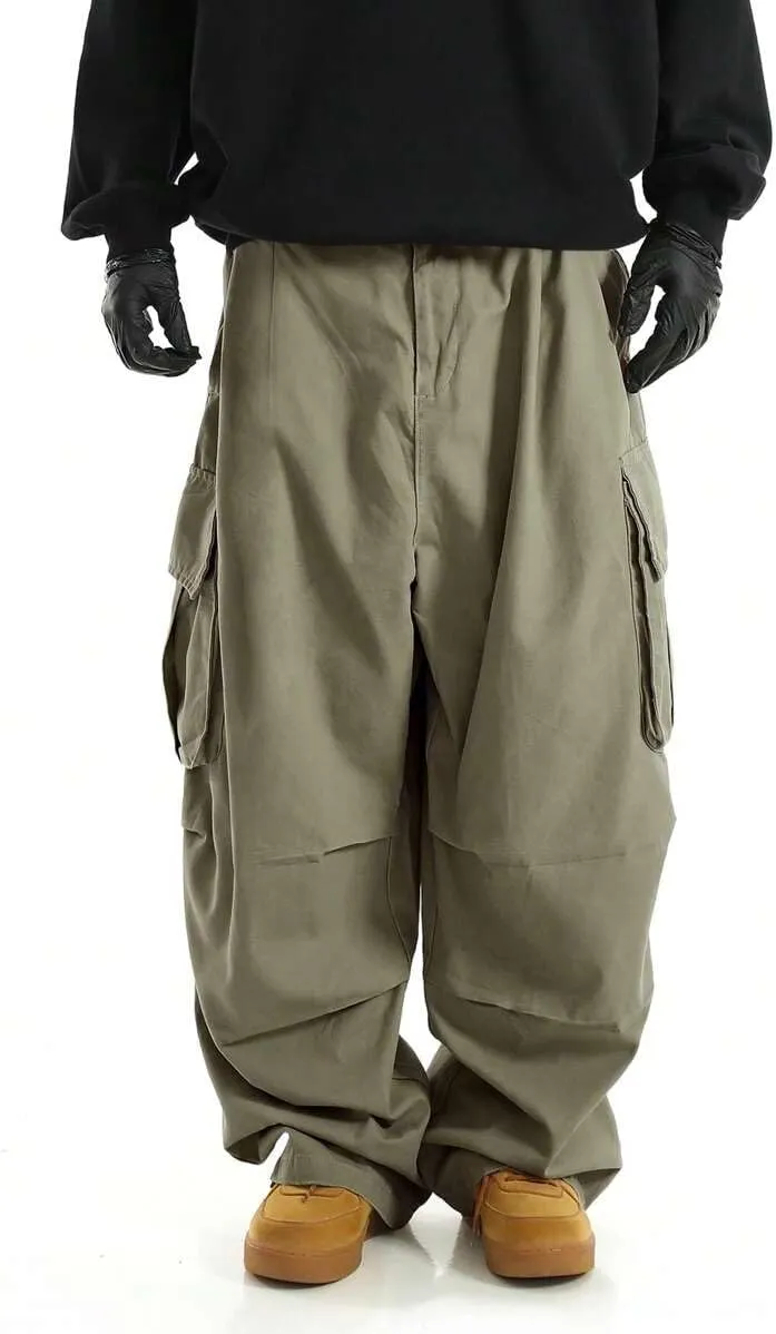 ZAFUL Men's Baggy Cargo Pants Casual Drawstring Loose Fit Hip Hop Pants Flap Pockets Trousers for Streetwear