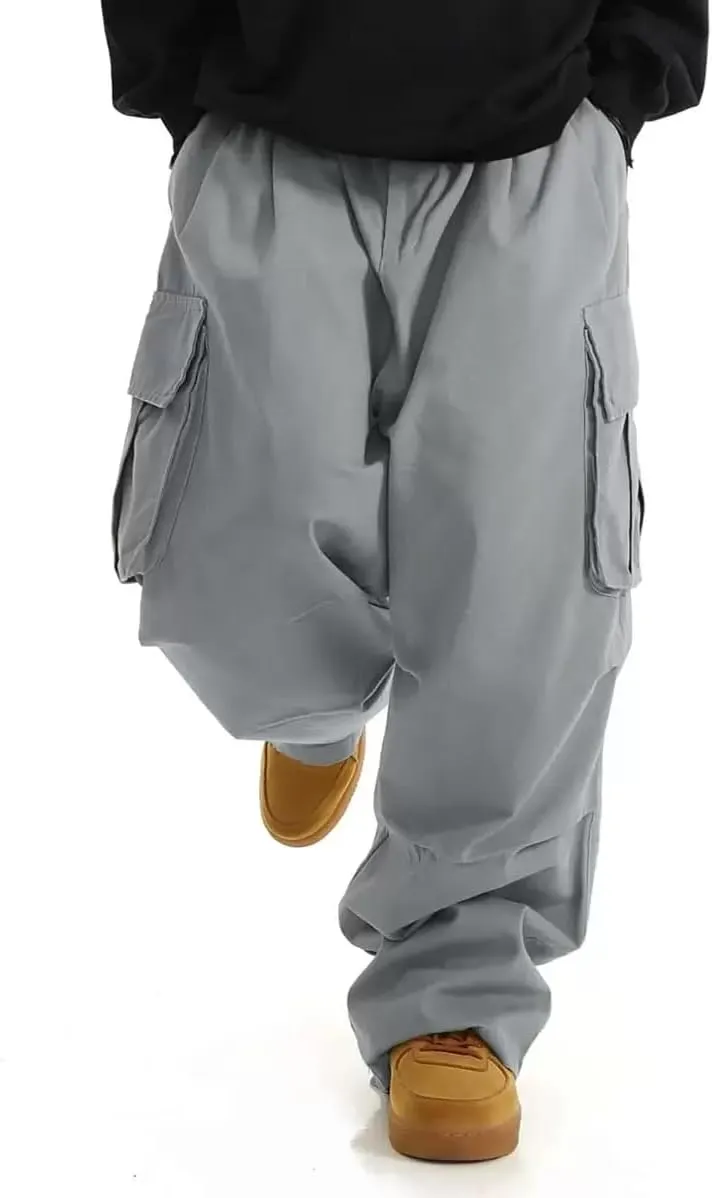 ZAFUL Men's Baggy Cargo Pants Casual Drawstring Loose Fit Hip Hop Pants Flap Pockets Trousers for Streetwear