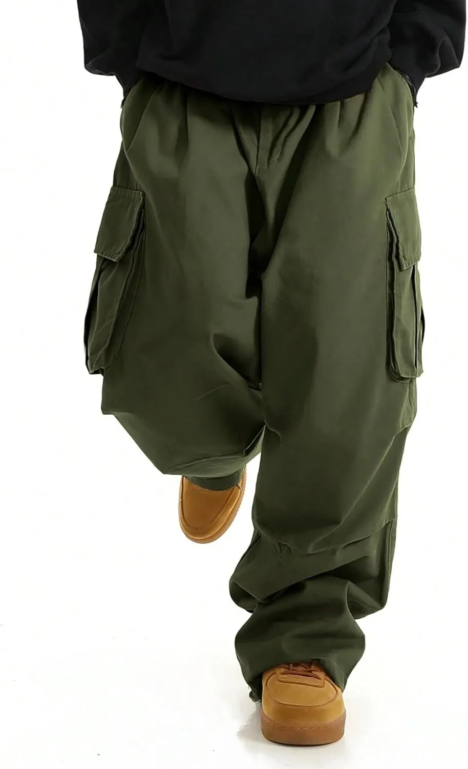 ZAFUL Men's Baggy Cargo Pants Casual Drawstring Loose Fit Hip Hop Pants Flap Pockets Trousers for Streetwear