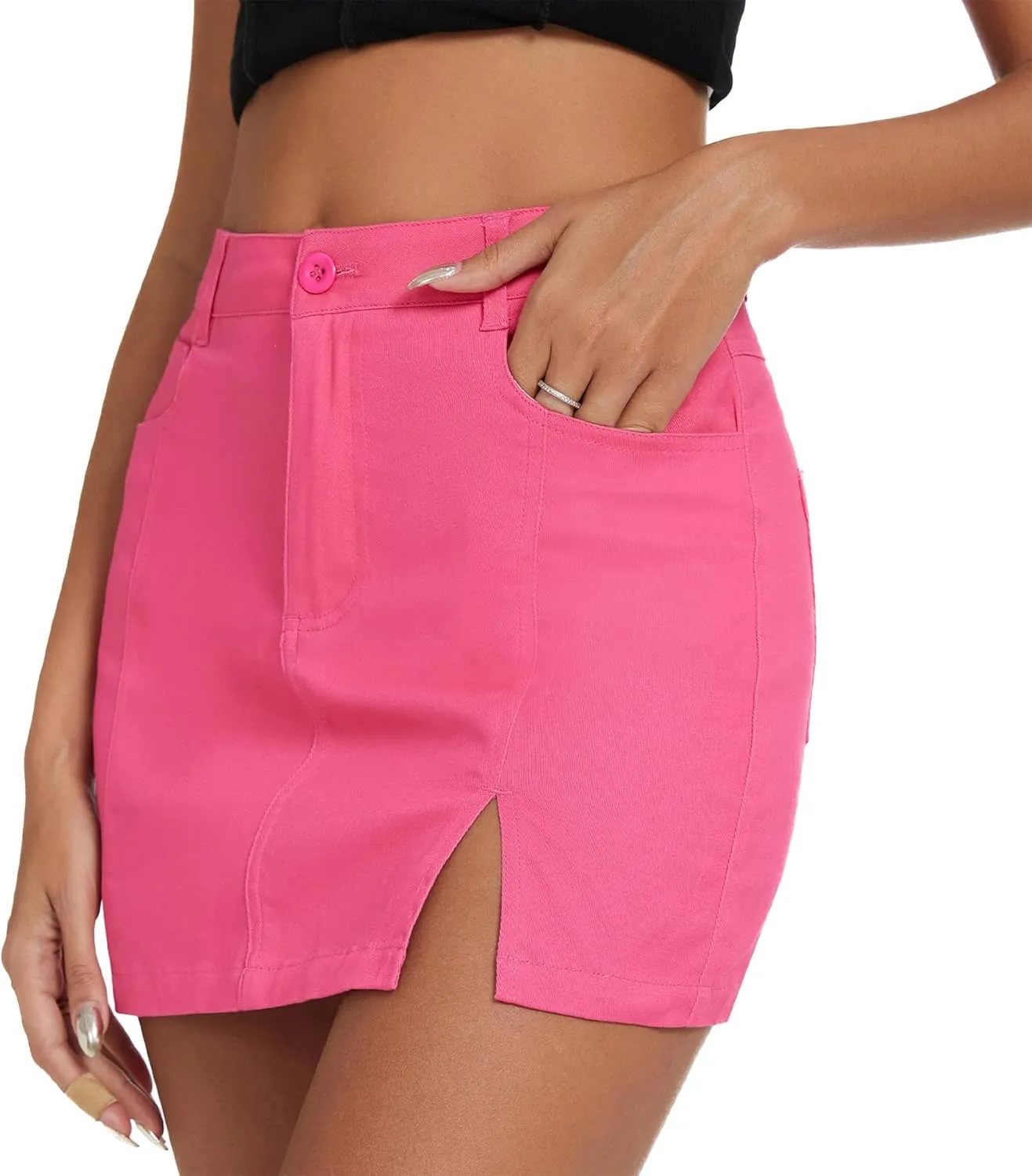 Zando Cargo Skirt High Waisted Cargo Skirts for Women Bodycon Cargo Mini Skirt Denim Skirt Y2K Jean Skirt with Pockets