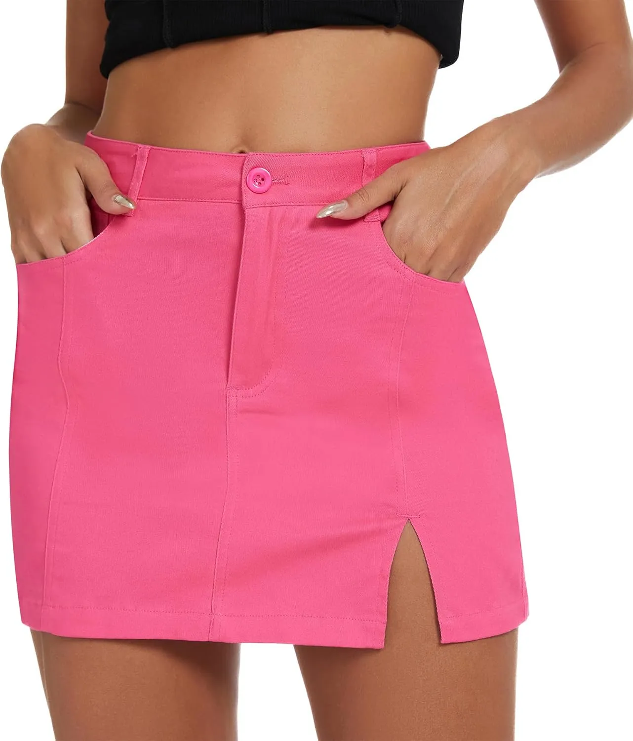 Zando Cargo Skirt High Waisted Cargo Skirts for Women Bodycon Cargo Mini Skirt Denim Skirt Y2K Jean Skirt with Pockets