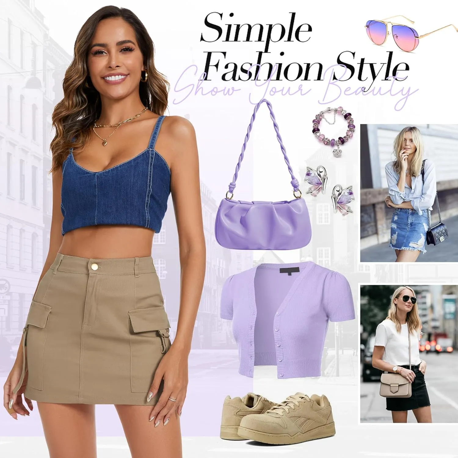 Zando High Waisted Cargo Mini Skirt Y2K Bodycon Denim Mini Skirt Y2K Jean Skirt with Pockets Y2K Button Cargo Skirt