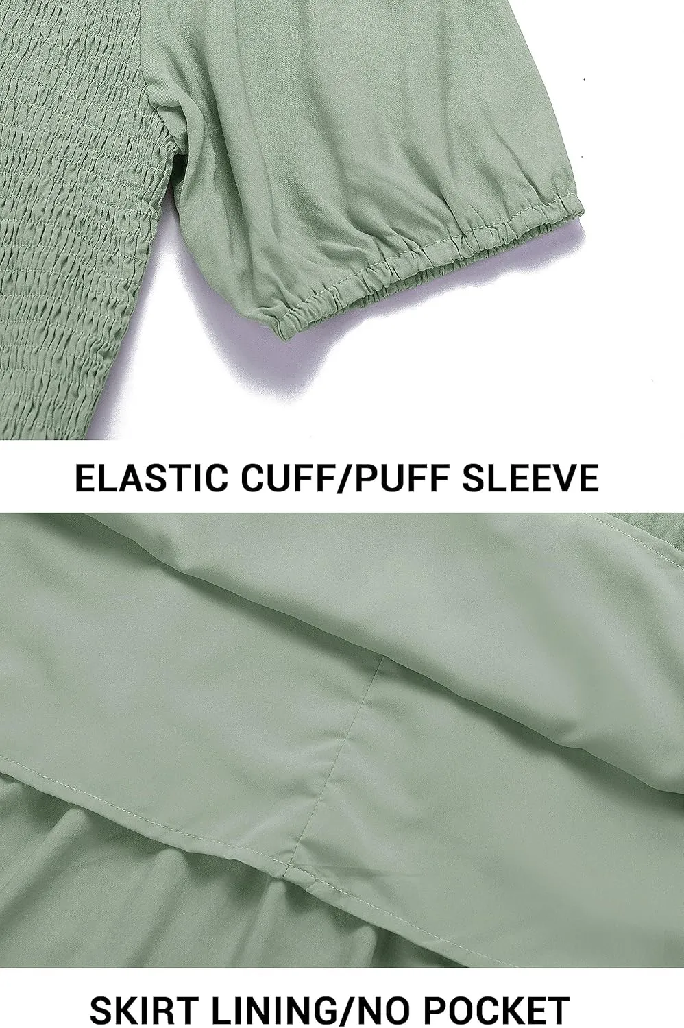 ZESICA Women's Casual Summer Crew Neck Short Puff Sleeve Smocked High Waist Ruffle Tiered A Line Midi Dress