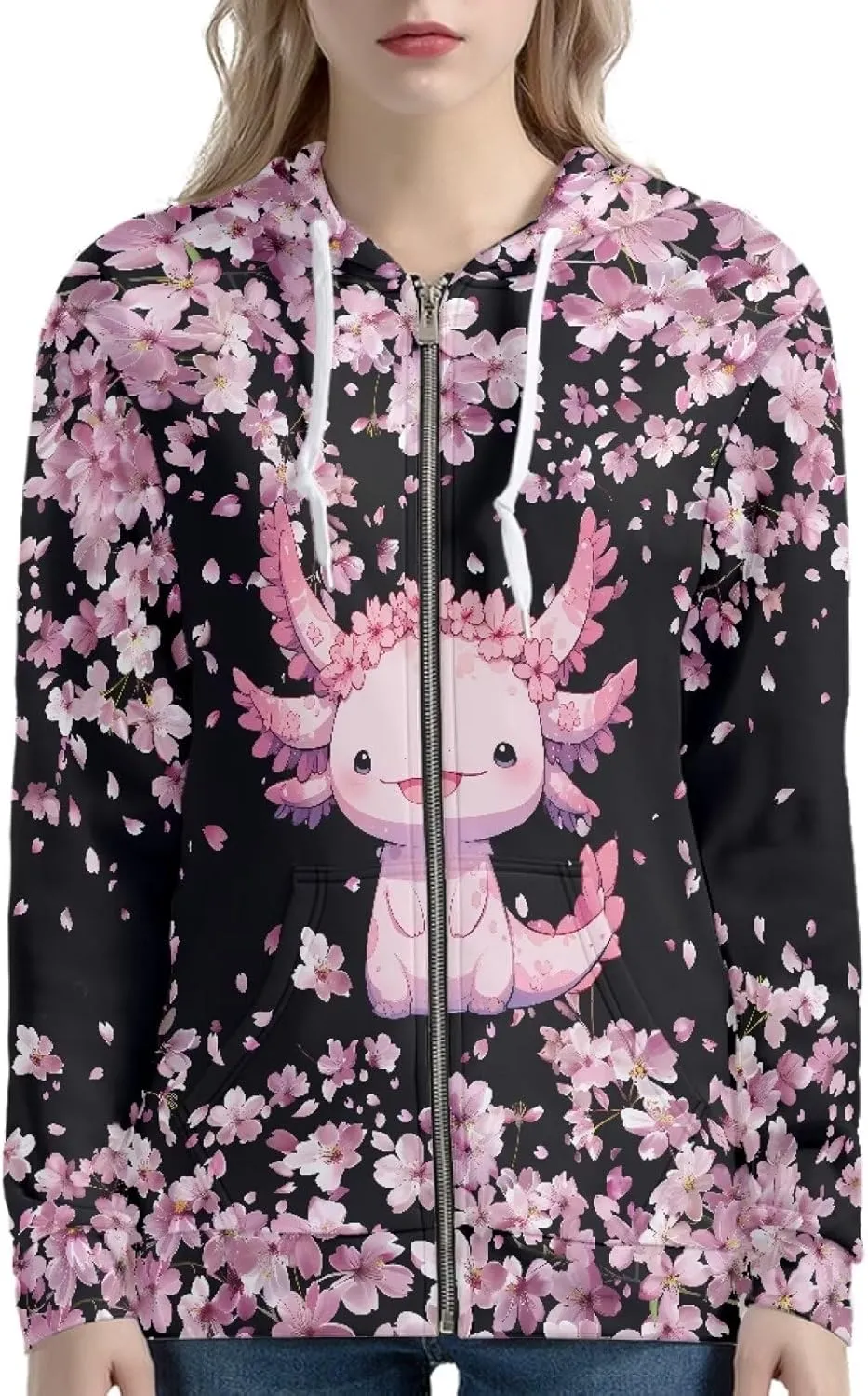 Zip up Trendy Hoodies for Women Novelty Graphic Long Sleeve Hooded with Pocket Sweatshirt Jacket Pullover XS-5XL