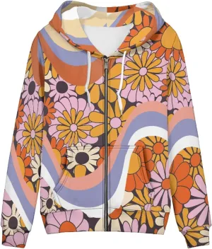 Zip up Trendy Hoodies for Women Novelty Graphic Long Sleeve Hooded with Pocket Sweatshirt Jacket Pullover XS-5XL