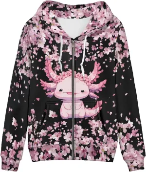 Zip up Trendy Hoodies for Women Novelty Graphic Long Sleeve Hooded with Pocket Sweatshirt Jacket Pullover XS-5XL
