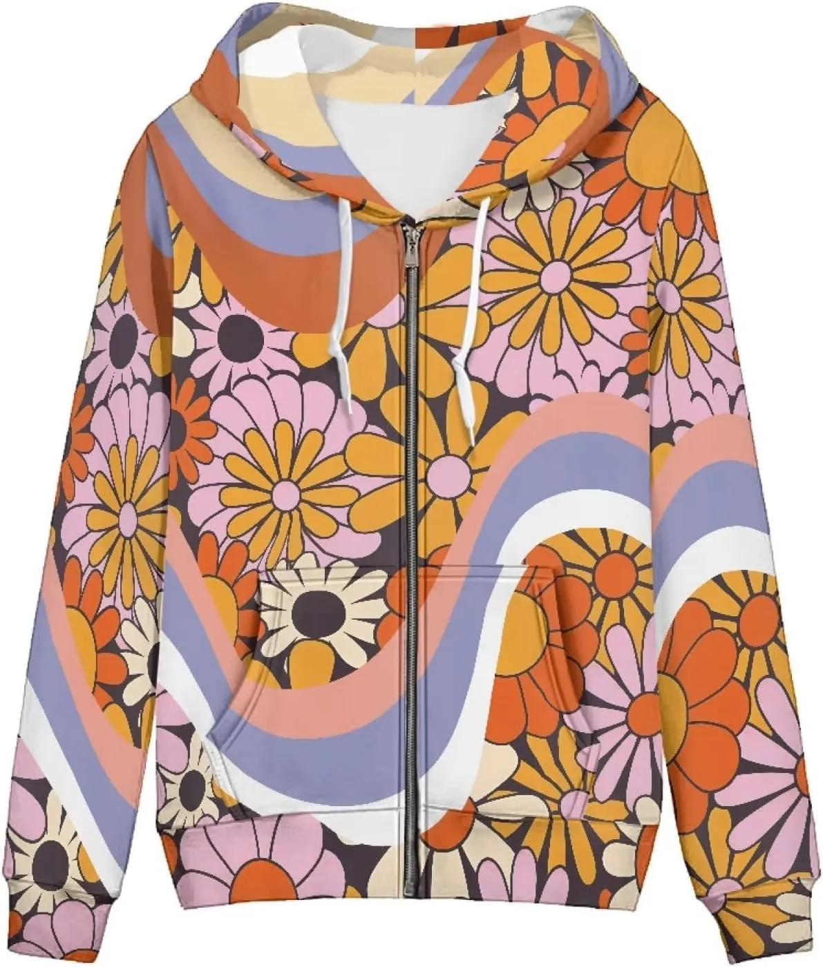 Zip up Trendy Hoodies for Women Novelty Graphic Long Sleeve Hooded with Pocket Sweatshirt Jacket Pullover XS-5XL