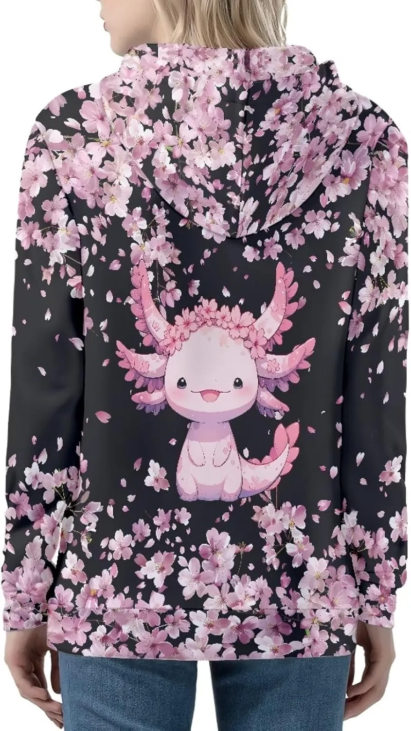 Zip up Trendy Hoodies for Women Novelty Graphic Long Sleeve Hooded with Pocket Sweatshirt Jacket Pullover XS-5XL